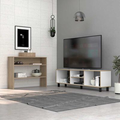 Imagen 1 del producto Combo Rack TV65 + Mesa de Arrimo TuHome Nomik Blanco Rovere
