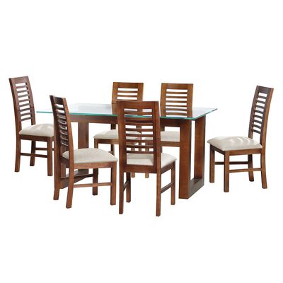 Juego de Comedor Latam Home Pamplona Girona 6 Sillas Cuero Caf&eacute; Moro