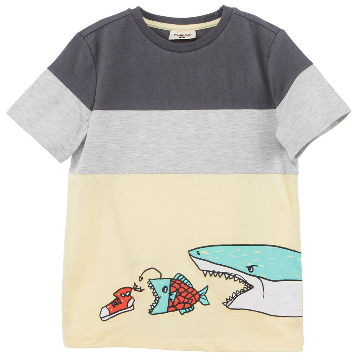 Polera Manga Corta de Algodón Niño Chess