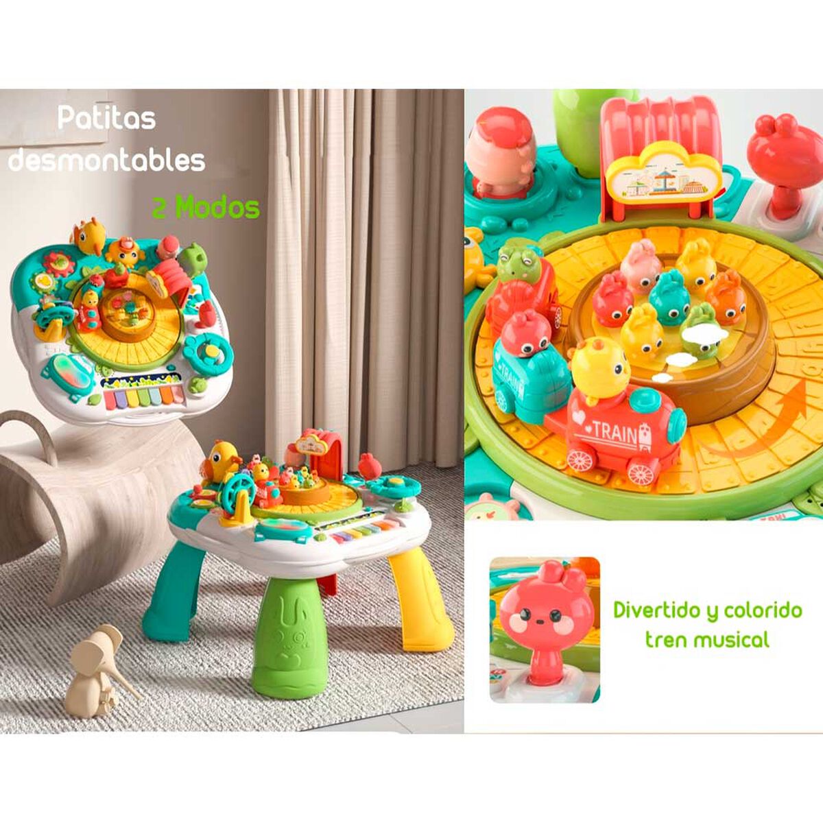 Mesa de Actividades Fun 34 x 34 cm Verde LuBabycas