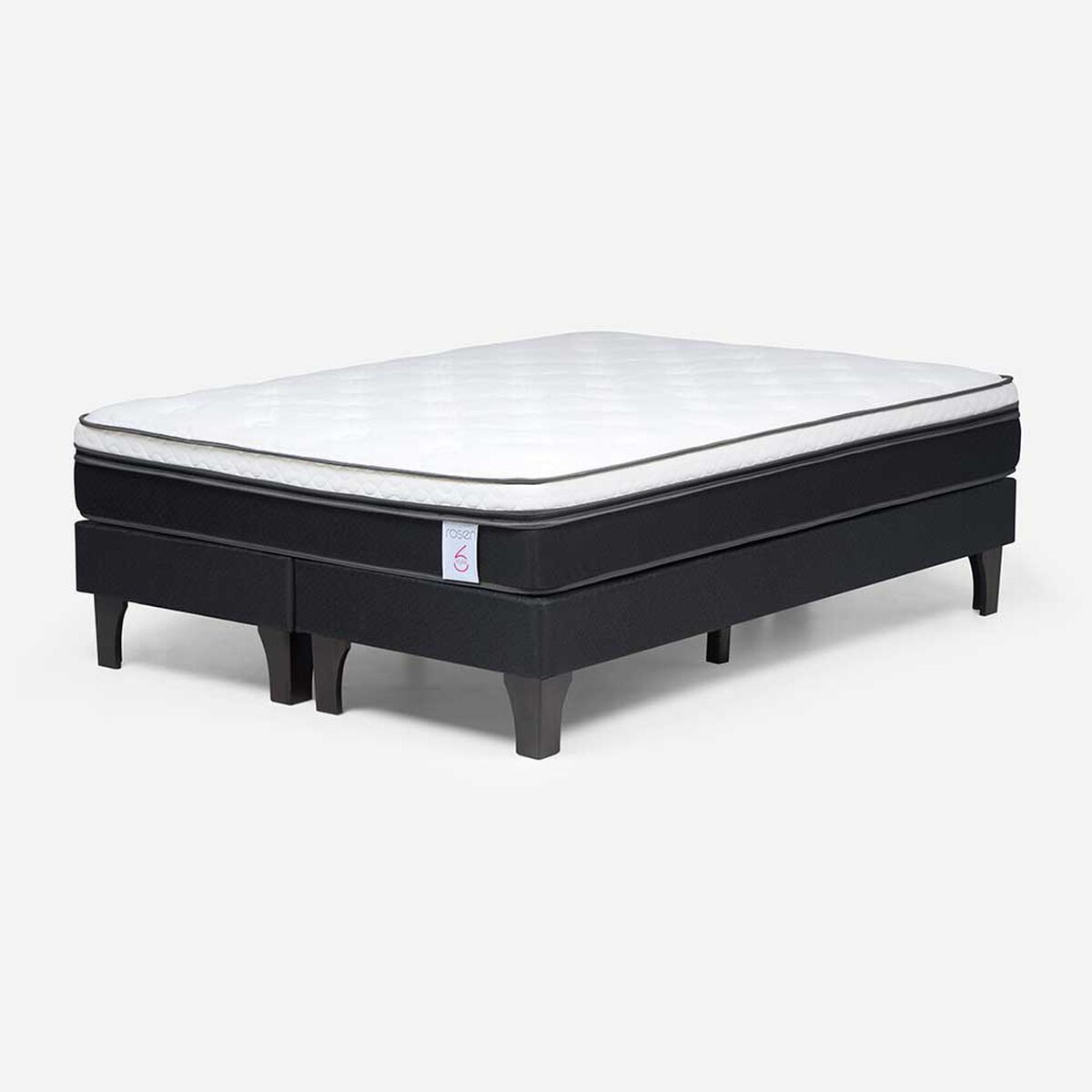 Cama Europea Rosen Base Dividida 2 Plazas New style 6 + Respaldo Rachel Gris