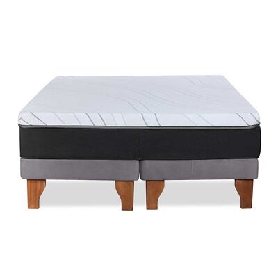 Imagen 2 del producto Cama Europea Latam Home Base Dividida 2 Plazas Zen Top Spring Visco Velvet Gris