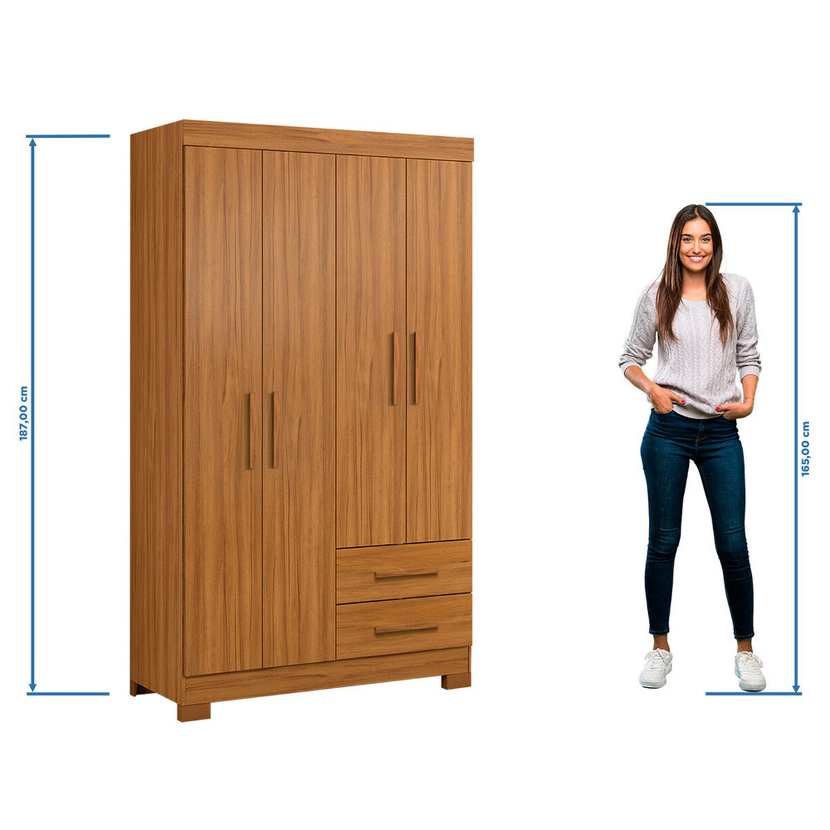 Closet Home Mobili Lucca 4 Puertas 2 Cajones Caf&eacute;