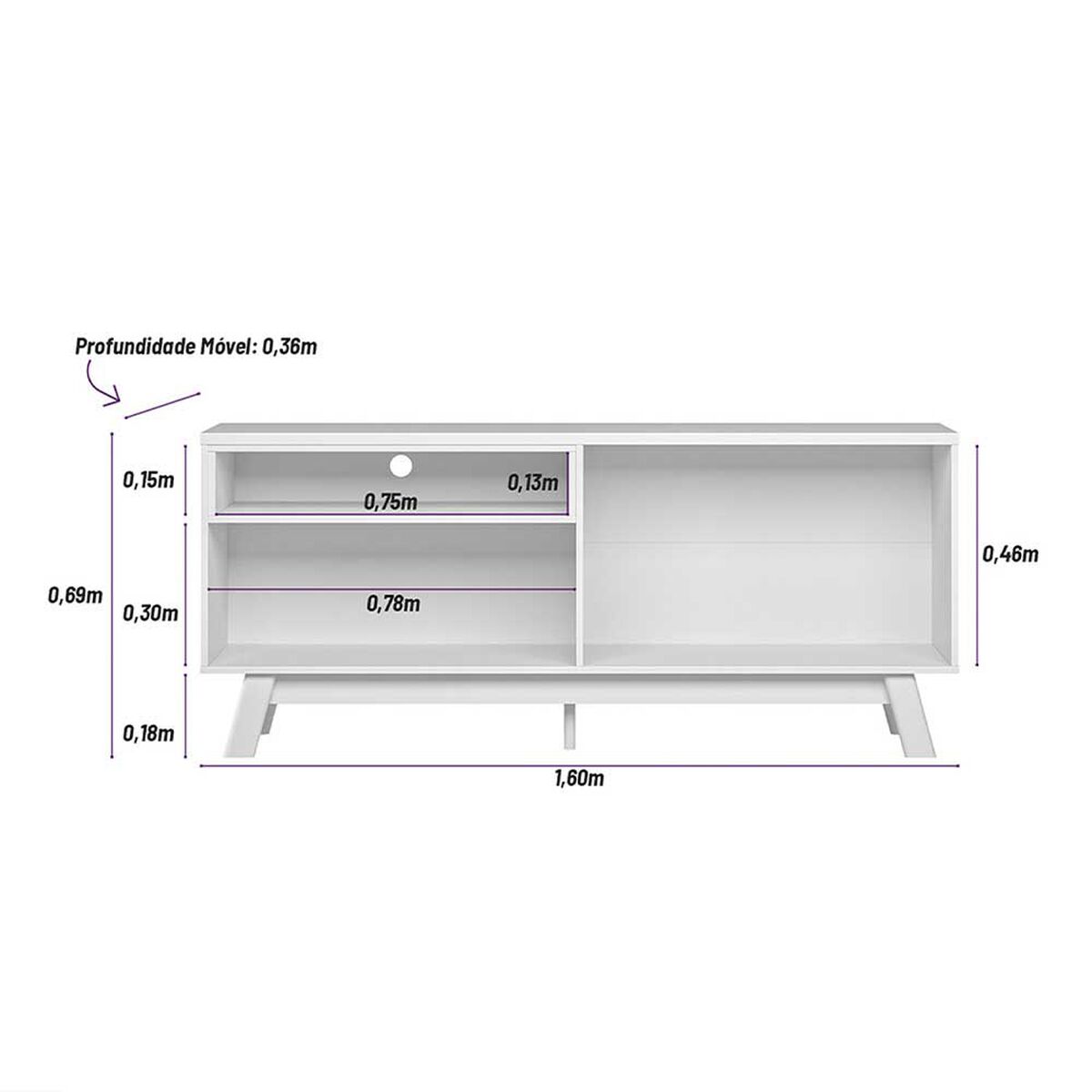 Rack TV Home Mobili Meda Hasta 65" Blanco Off Café