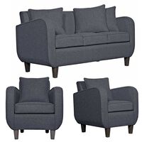 Juego de Living Ruzam Mobel Cronos Sofá 3 Cuerpos + Dos Sillones 1 Cuerpo Lino Marengo