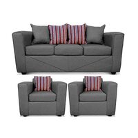 Juego de Living Elegant Detail Santa Fe  Sofá 3 Cuerpos + Dos Sillones 1 Cuerpo Gris