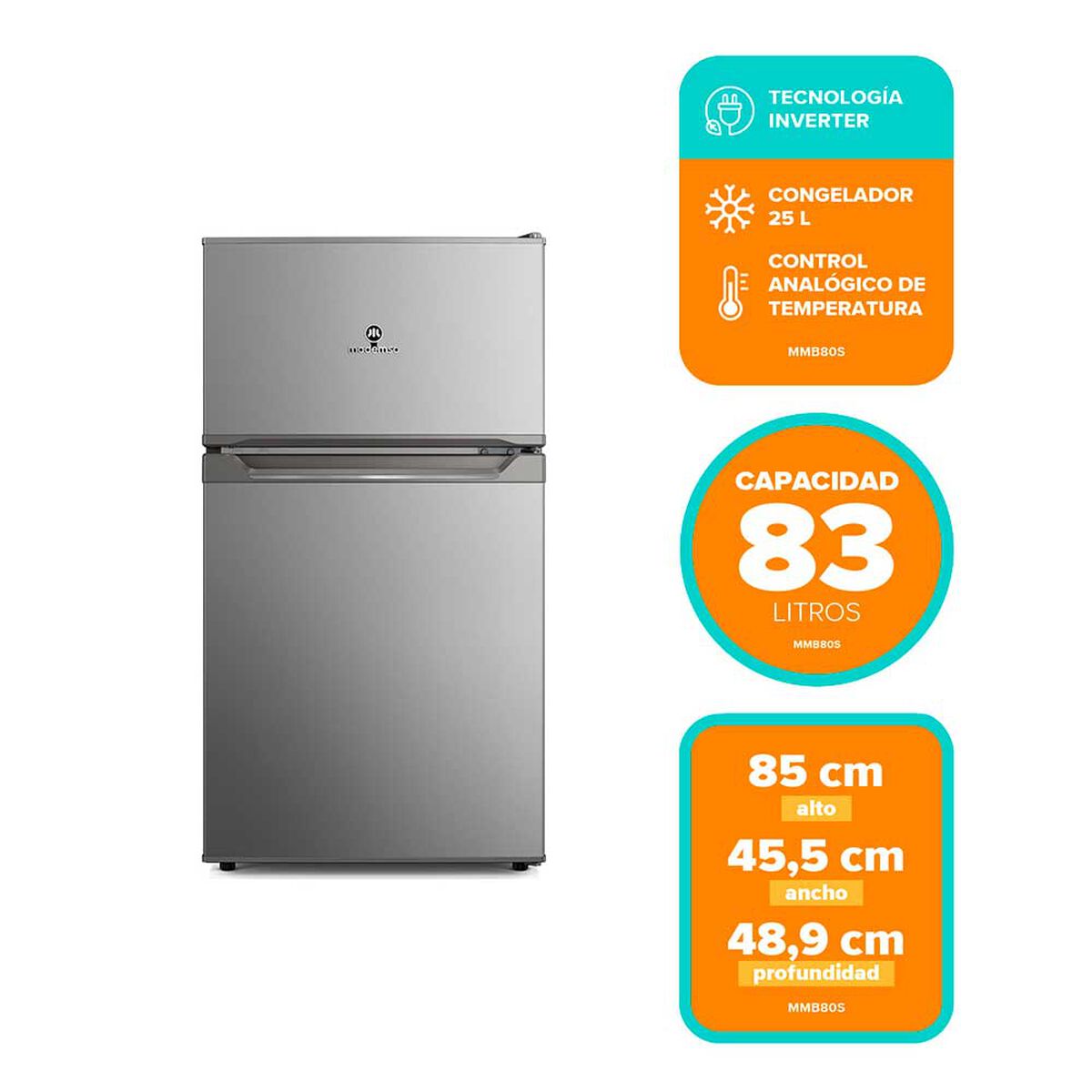 Refrigerador Fr&iacute;o Directo Mademsa MMB80S 83 lts. Plata