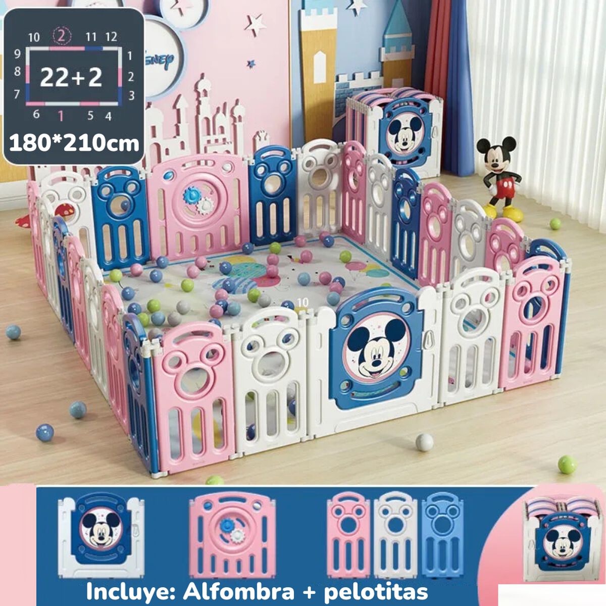 Corral 1.8*2.1m Rosado con Alfombra Lubabycas