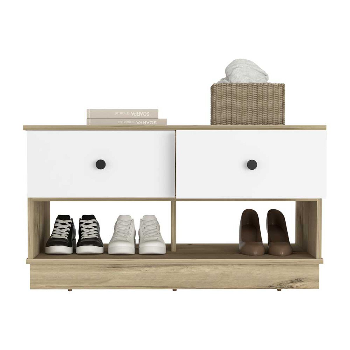 Zapatero TuHome Bi Color Duna Blanco 2 Cajone