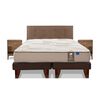 Cama Europea Flex Base Dividida King Dual Sensity + Respaldo Royal + 2 Veladores Atenas
