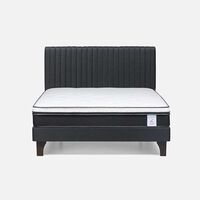 Cama Europea Rosen 2 Plazas New Style 6 + Respaldo Grafito