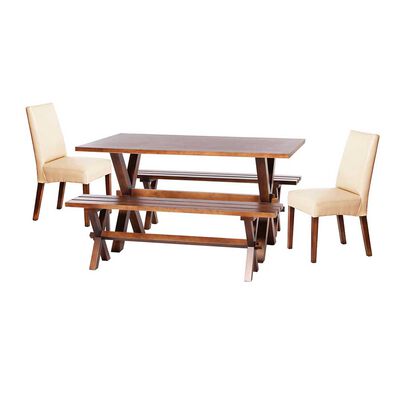 Juego de Comedor Latam Home Sevilla Cadiz 2 Sillas + 2 Bancas PU Beige