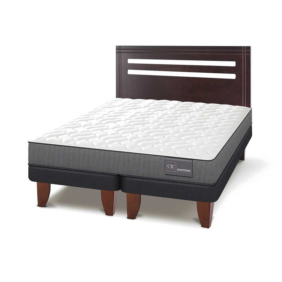 Cama Europea CIC Base Dividida 2 Plazas Anatomic + Respaldo Munich