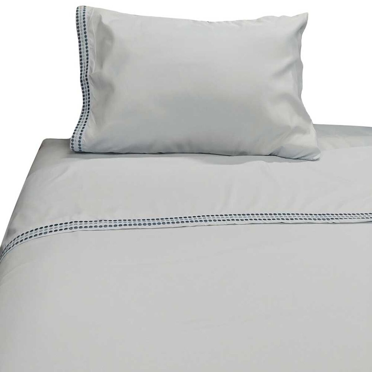 Juego de Sábanas Bordada Illusions Microfibra 1 Plaza Celeste