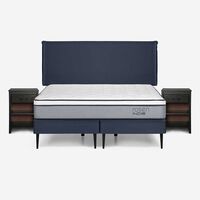 Cama Europea Rosen Base Dividida King Indie + Respaldo + 2 Veladores Maurice