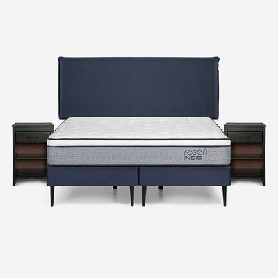 Imagen 1 del producto Cama Europea Rosen Base Dividida King Indie + Respaldo + 2 Veladores Maurice