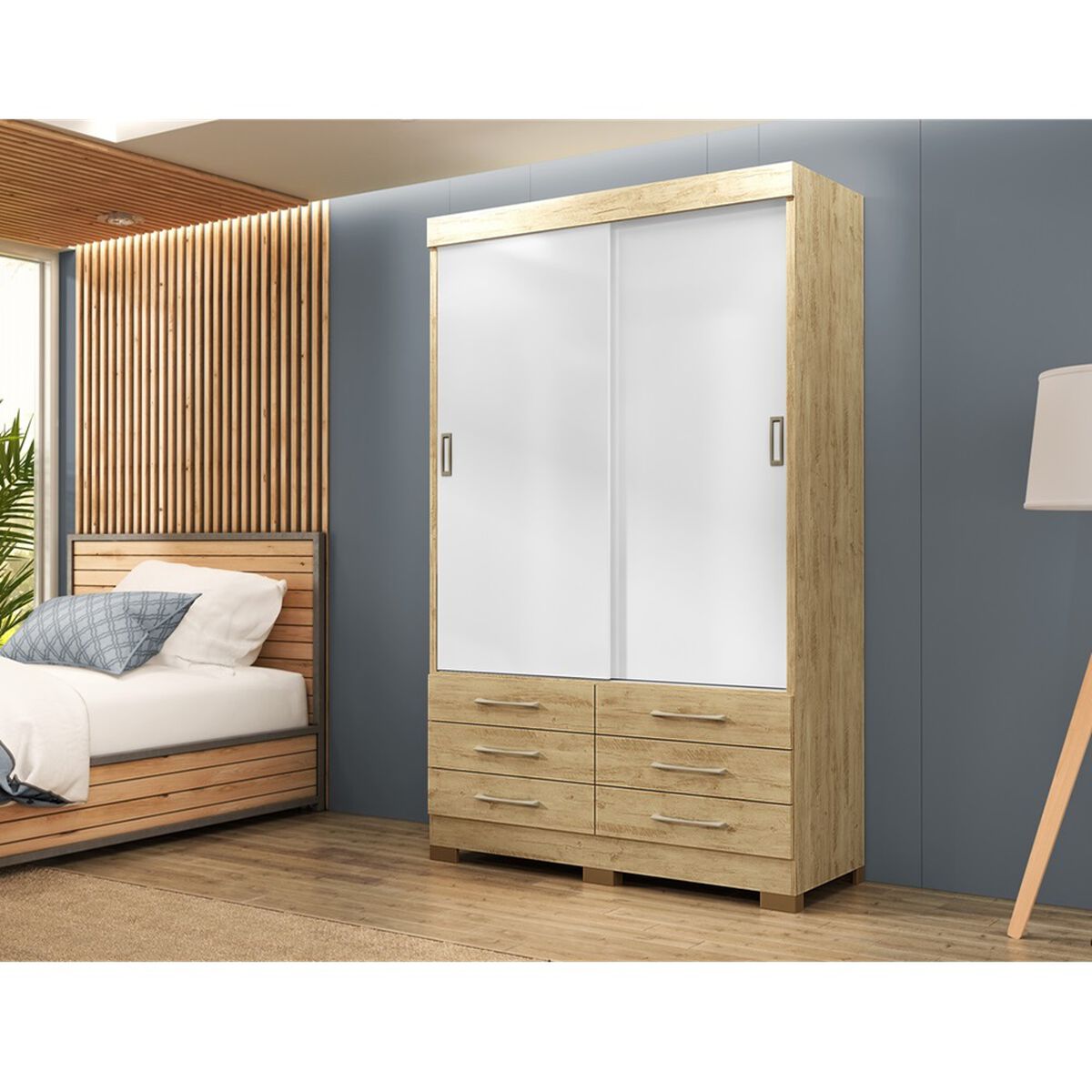 Closet Di Poretti New Moscou 2 Puertas Café y Blanco