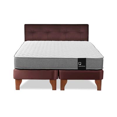 Imagen 1 del producto Cama Europea Latam Home Base Dividida 2 Plazas Zen Best Chocolate + Respaldo