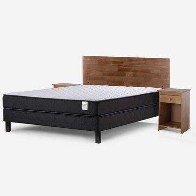 Imagen 1 del producto Cama Europea Rosen 2 Plazas Wave + Respaldo Tabor Caramelo + 2 Veladores