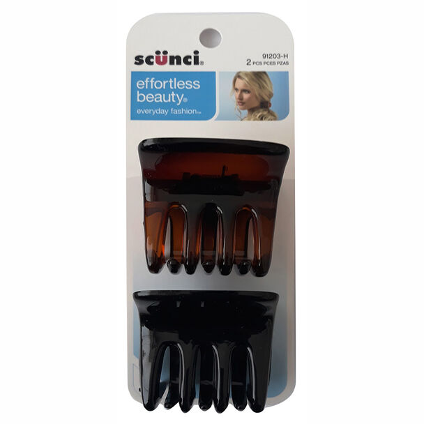 Set Clips de Agarre Grande Negro y Carey, 2 Piezas