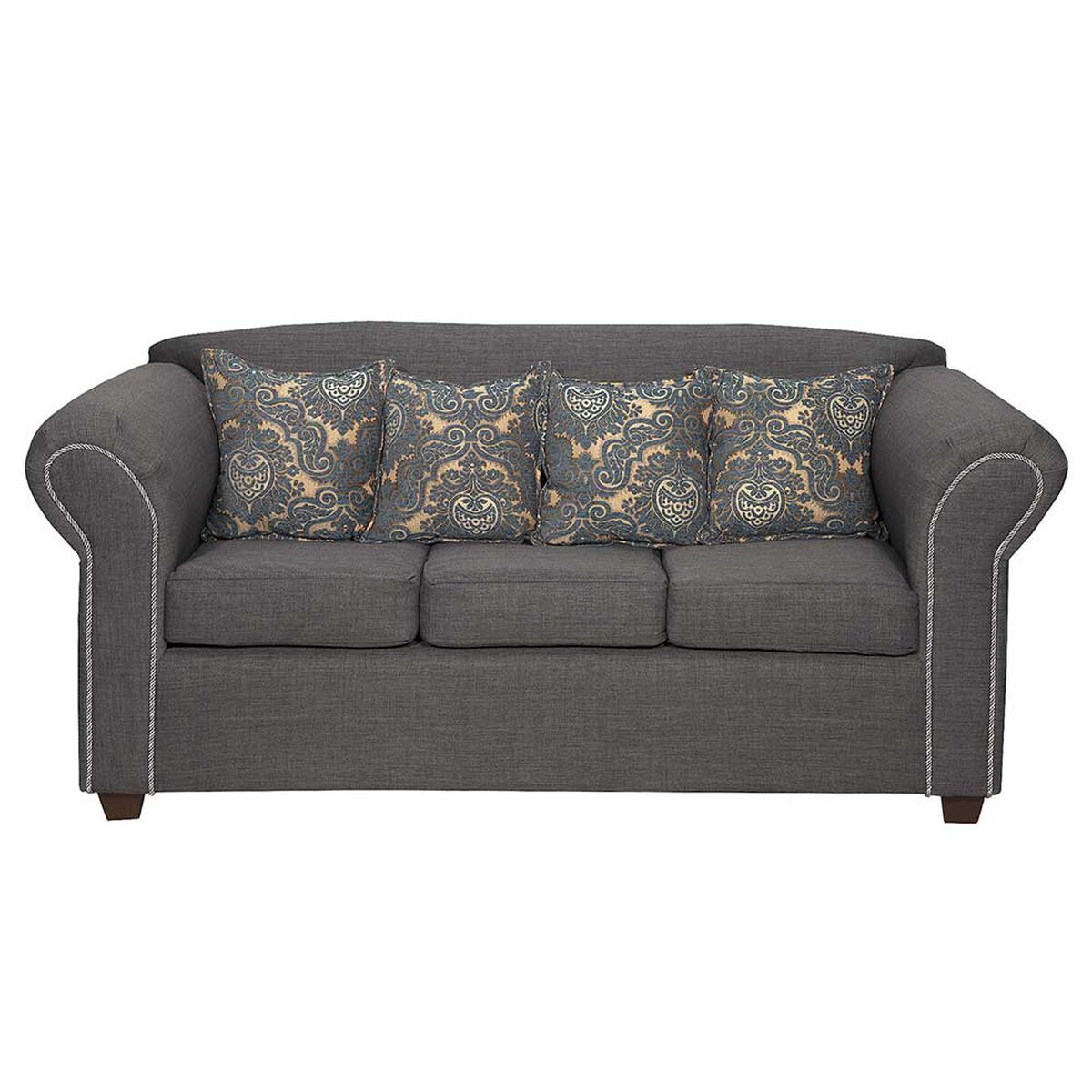 Juego de Living Essenza New Amparo Tela Catania Sofá 3 Cuerpos + Dos Sillones 1 Cuerpo Gris