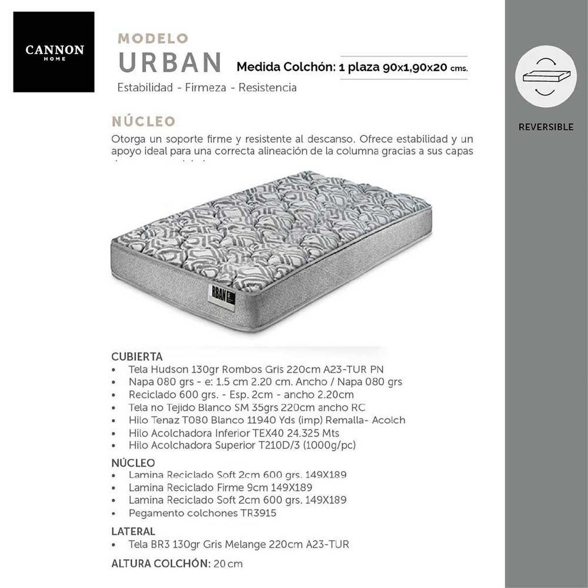 Camarote Triple Latam Home 1 Plaza Zen + Colchón Urban Negro