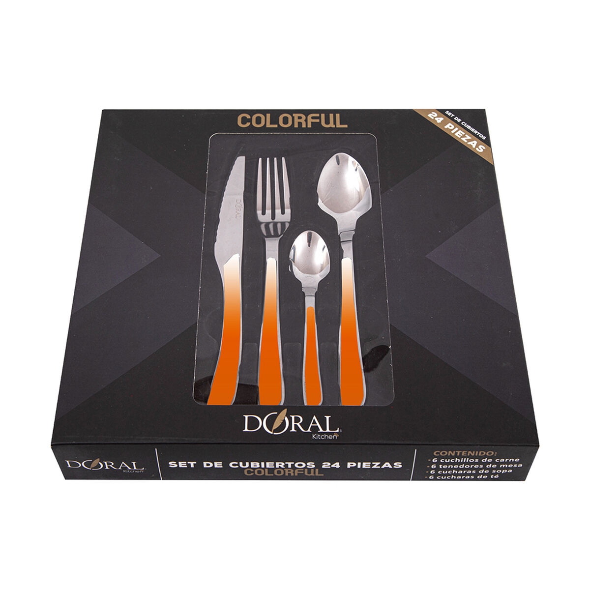 Juego de Cuchillería Doral Colorful 24 Piezas Naranja
