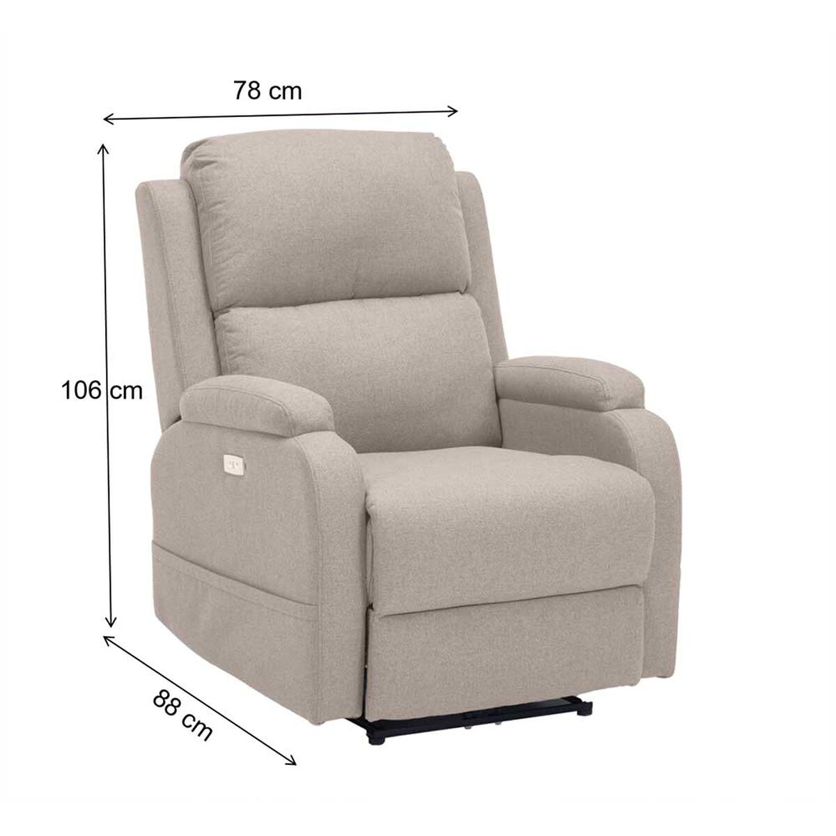 Bergere Reclinable Casanova Power 1 Cuerpo Beige