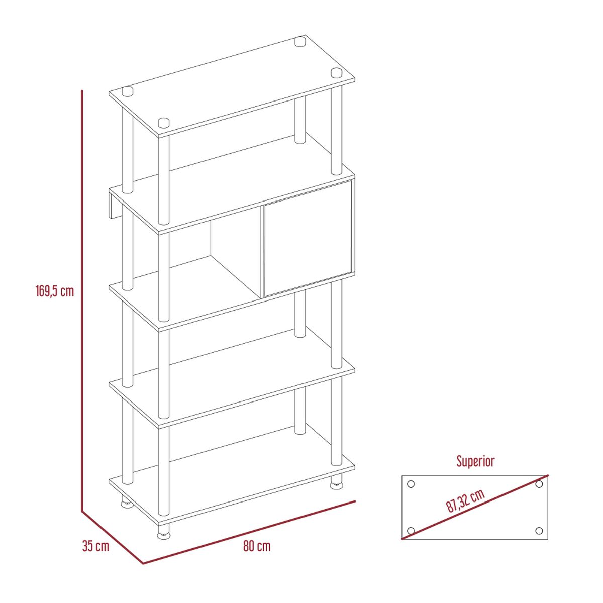 Biblioteca TuHome Cubik 2 Wengue/Duna
