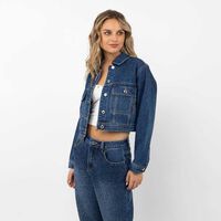 Chaqueta Crop Denim Mujer Icono Azul