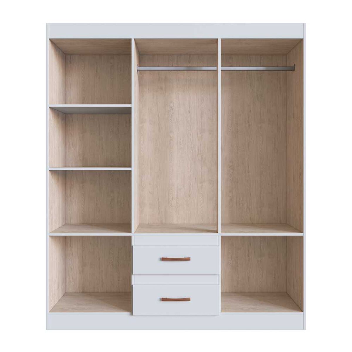 Closet Almore Mexico 6 Puertas 2 Cajones Nogueira y Off White