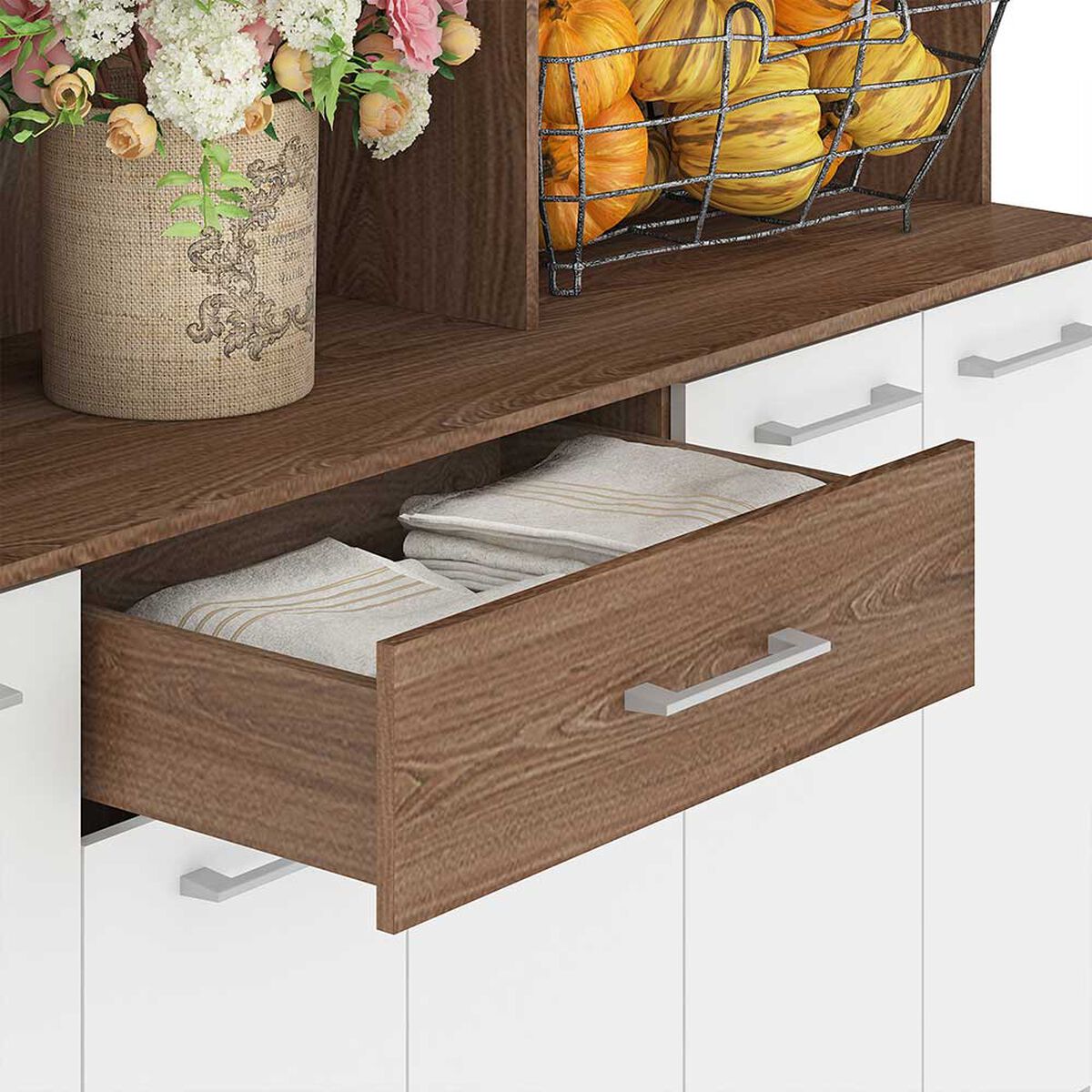Mueble de Cocina Vekkahome Emi 1 Cajón 12 Puertas Café