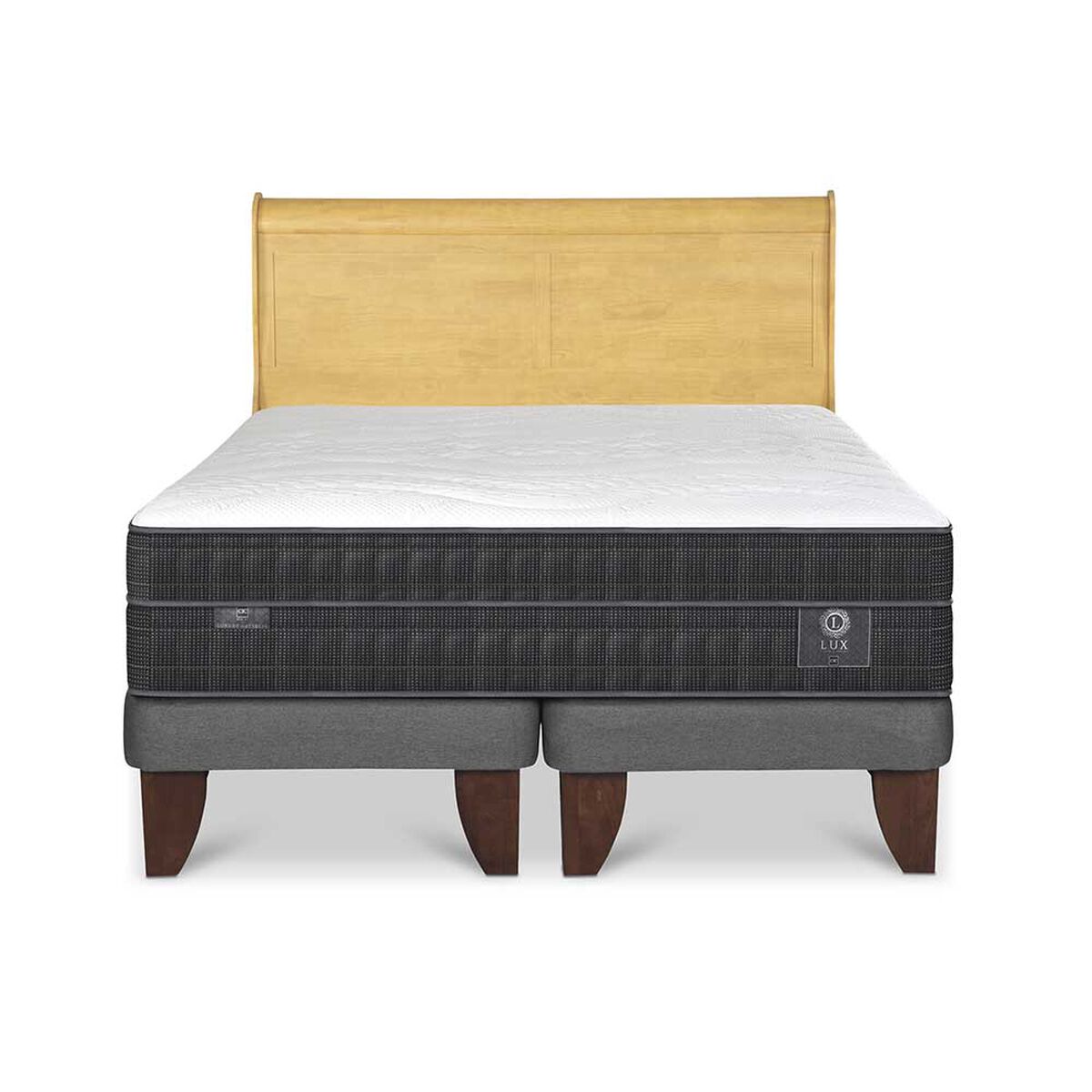 Cama Europea CIC Base Dividida King Lux + Respaldo Miro Mostaza