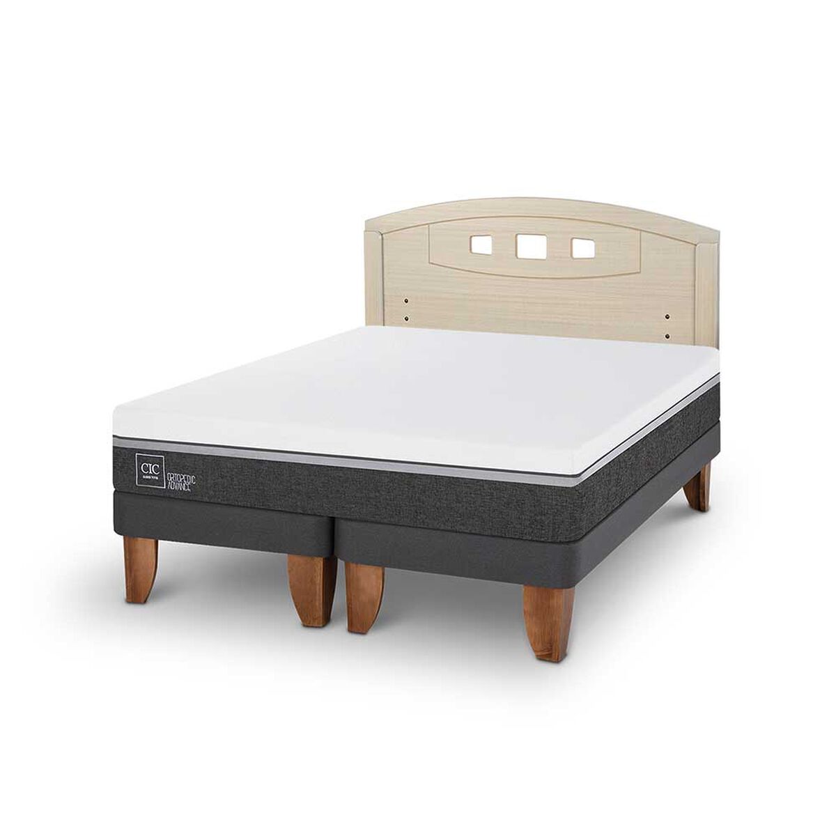 Cama Europea CIC Base Dividida 2 Plazas Ortopedic Advance + Respaldo Gales Alpino
