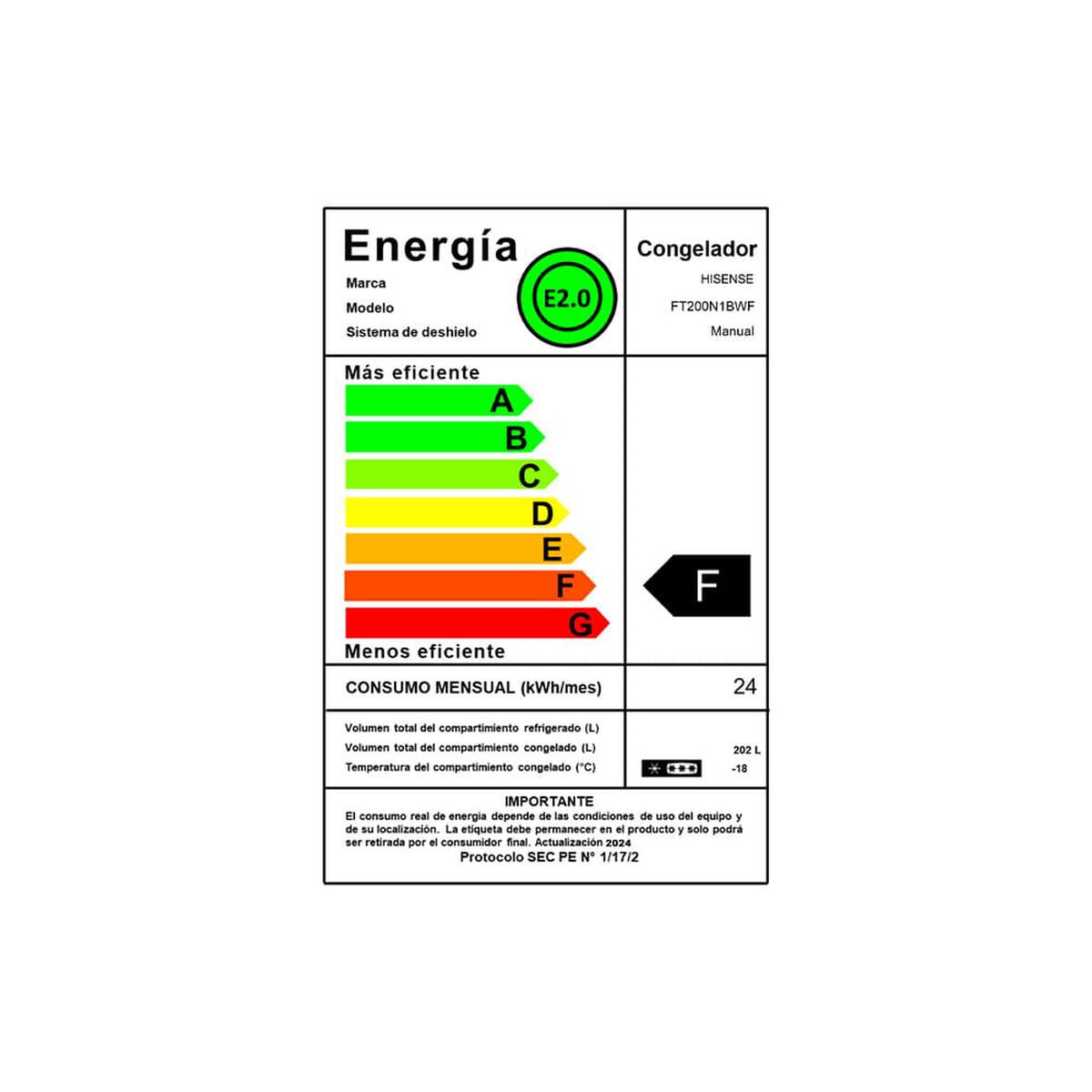 Freezer Horizontal Hisense FT200N1BWF 202 lts.