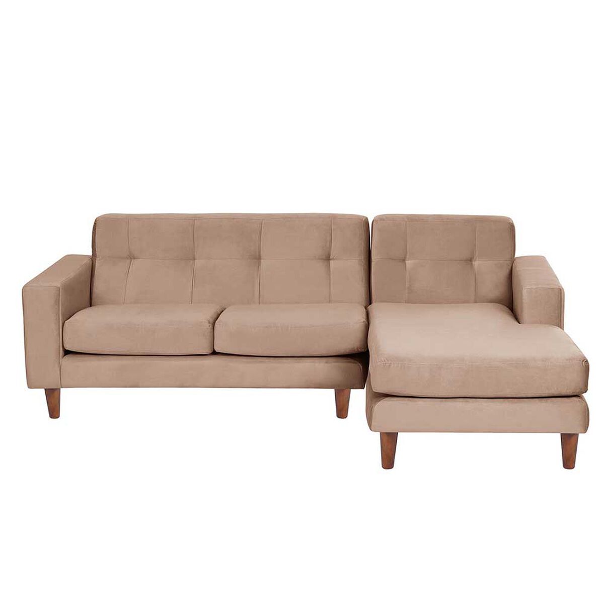 Sofá Seccional Derecho Latam Home Salermo Tela Velvet 3 Cuerpos Beige