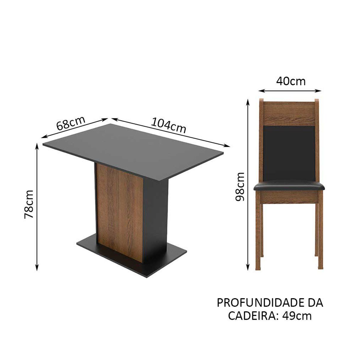 Juego de Comedor Vekkahome Elia 4 Sillas Cafe