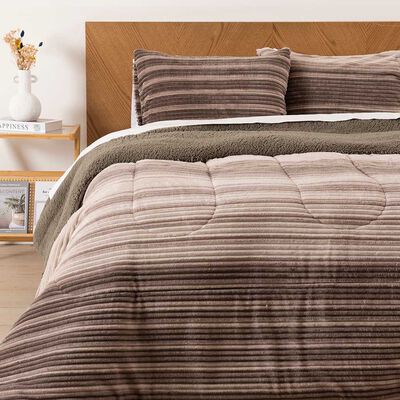 Plumón Mashini Corduroy Coral Sh. Est. S. King Lineas Vison