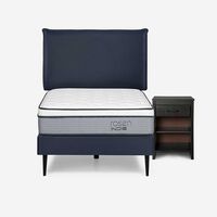 Cama Europea Rosen 1,5 Plazas Indie + Respaldo +  Velador Maurice