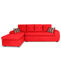 Seccional Izquierdo Elegant Houston Cheise Tela 5 Cuerpos Rojo