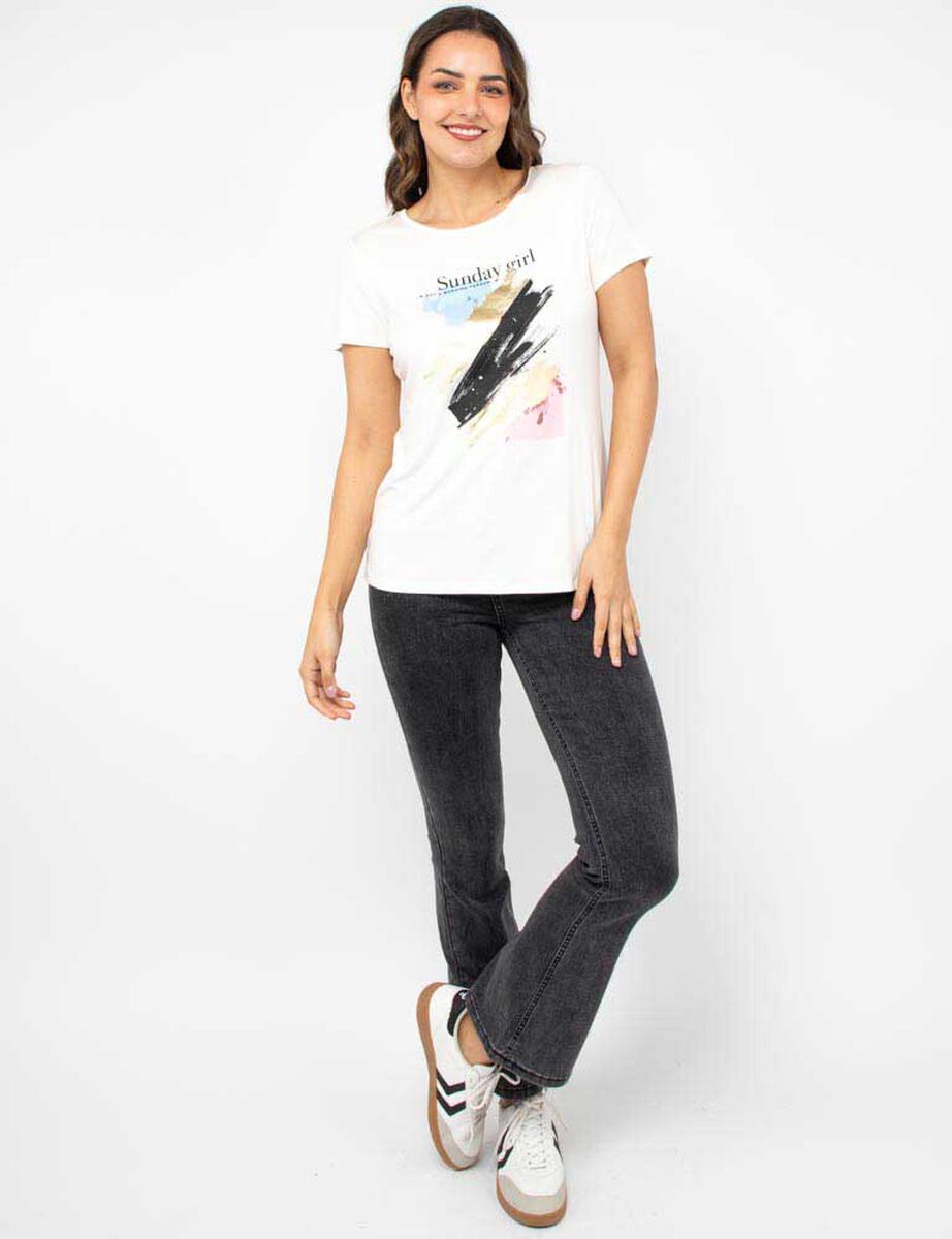Polera Con Estampado Manga Corta Mujer Zibel