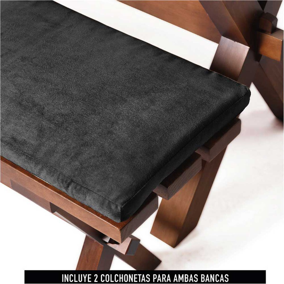Juego de Comedor Latam Home Sevilla Burgos 2 Sillas + 2 Bancas Velvet Negro