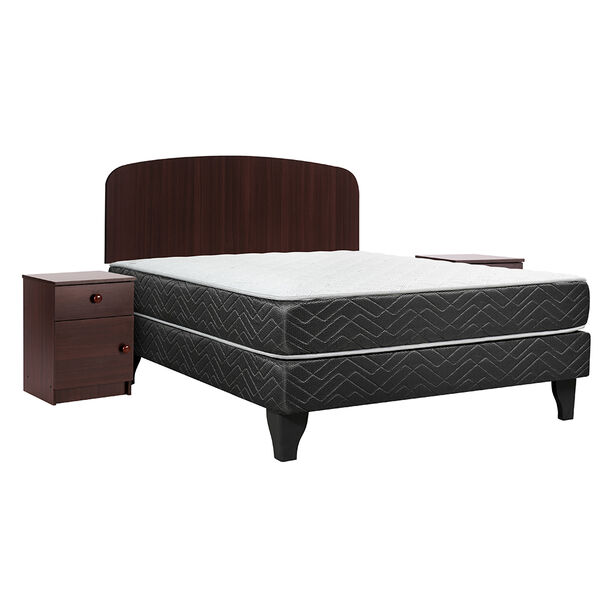 Cama Europea Celta 2 Plazas New Mega + Respaldo + 2 Veladores Cordoba