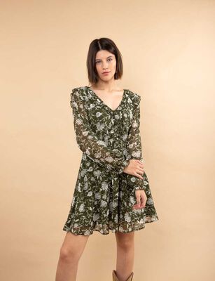 Imagen 1 del producto Vestido Corto Estampado Manga Larga Mujer Zibel Oliva