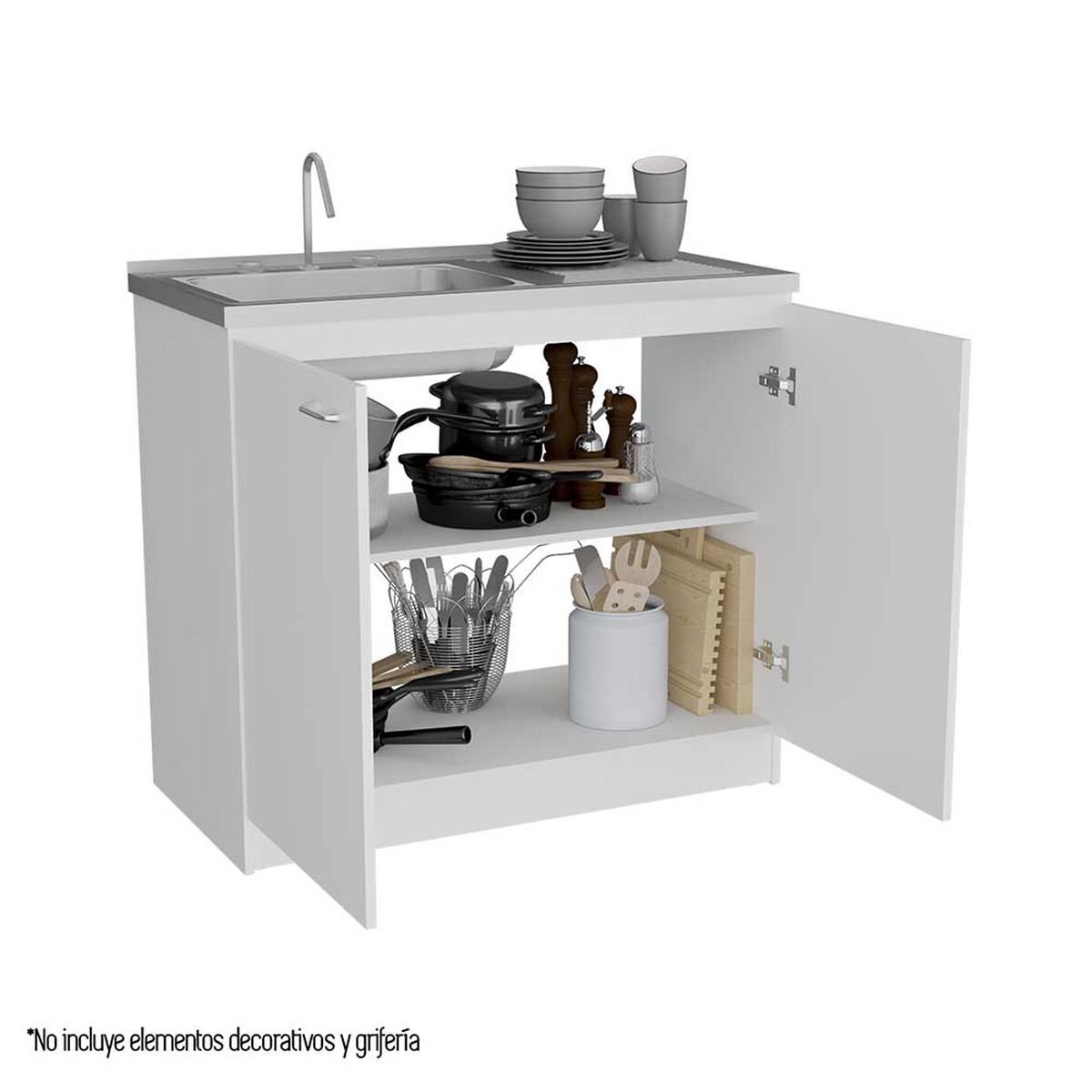 Mueble de Cocina Inferior TuHome Napoles 2 Puertas Blanco