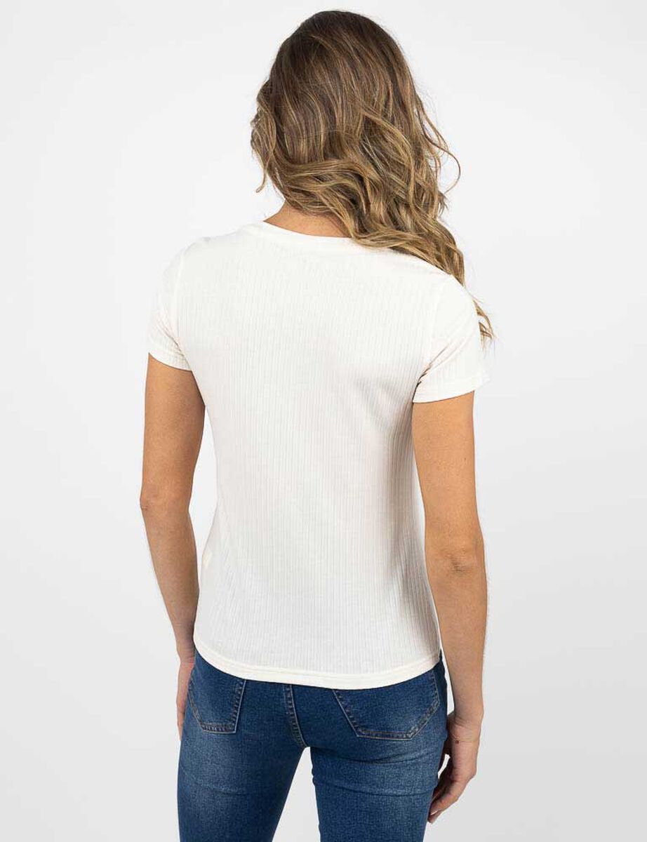Polera Cuello V Manga Corta Mujer Zibel