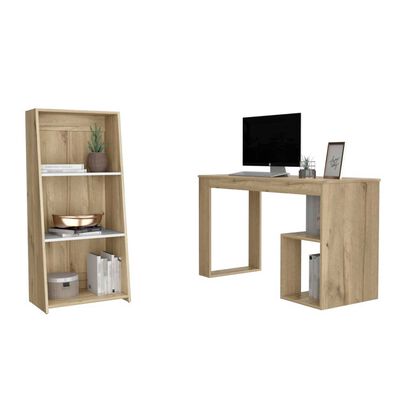 Imagen 1 del producto Combo Escritorio Recto Astana + Biblioteca Note Tuhome Duna-Blanco