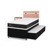 Cama Nido CIC 1,5 Plazas Arriba  New Ortopedic  y 1 Plaza Abajo Genérico + Respaldo + Velador Olmo 