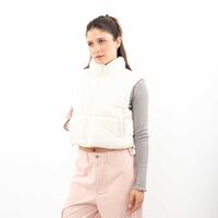 Parka Puffa Sin Mangas Mujer Icono Crudo, Navy, Negro