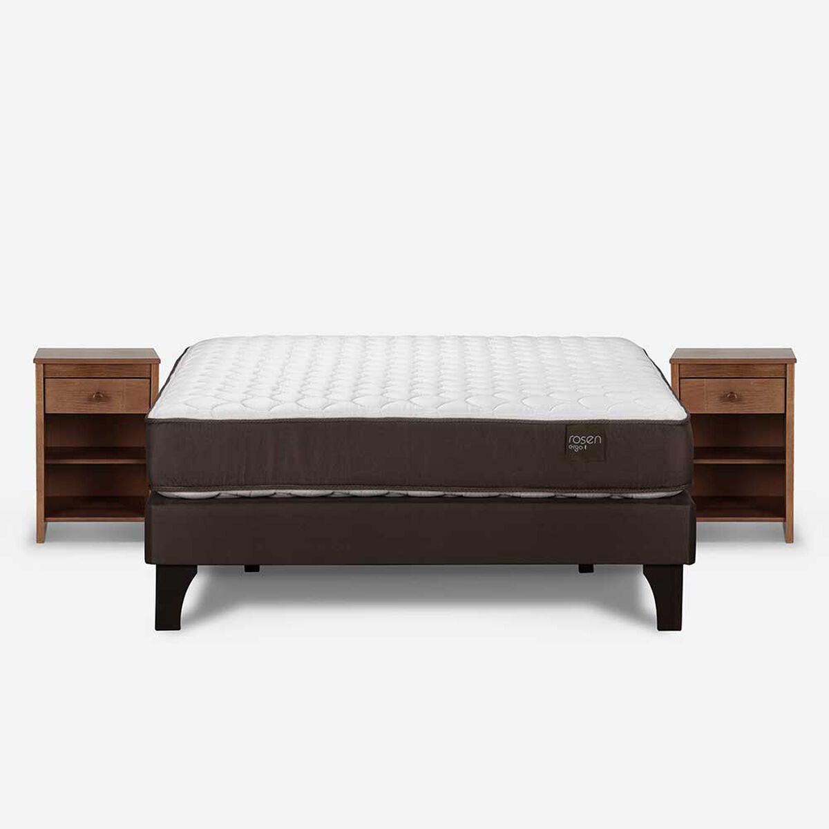 Cama Europea Rosen 2 Plazas Ergo T + 2 Veladores Ferrara